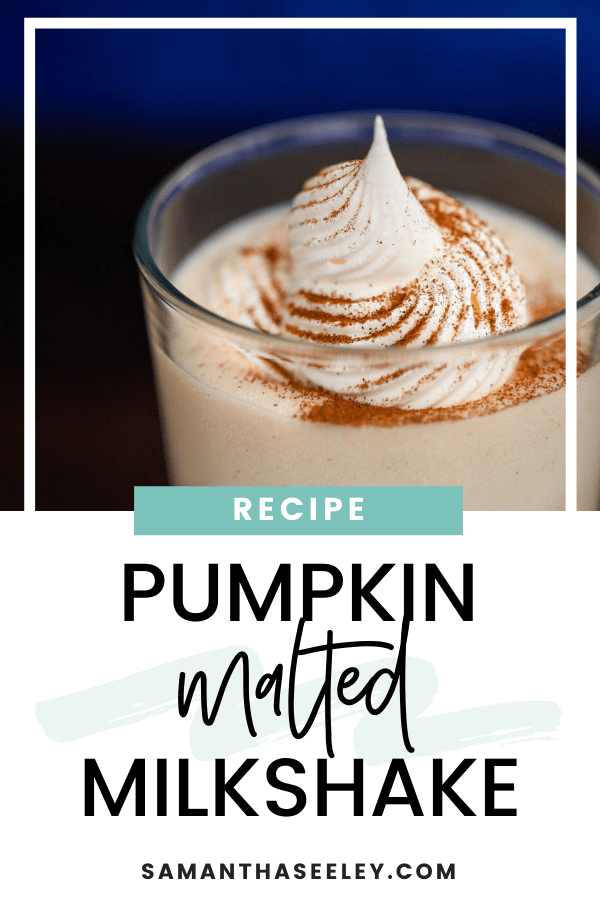 pumpkin milkshake with whipped cream and cinnamon sprinkled on top