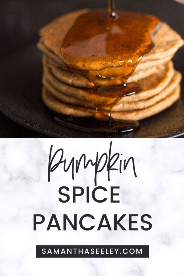 pumpkin pancakes with syrup being poured on top