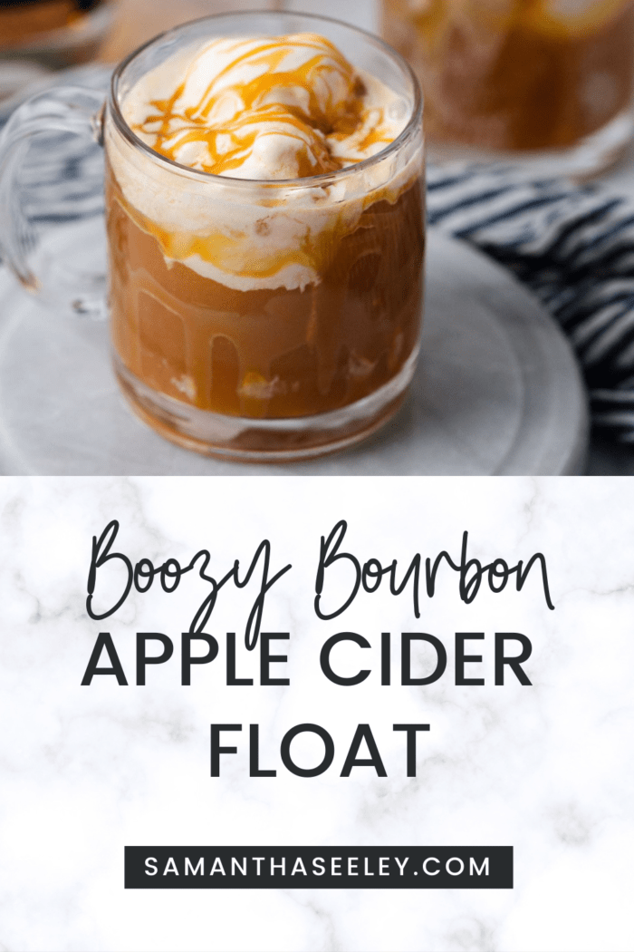 apple cider and bourbon with ice cream and caramel