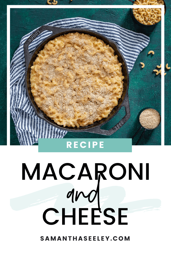 macaroni and cheese in cast iron skillet