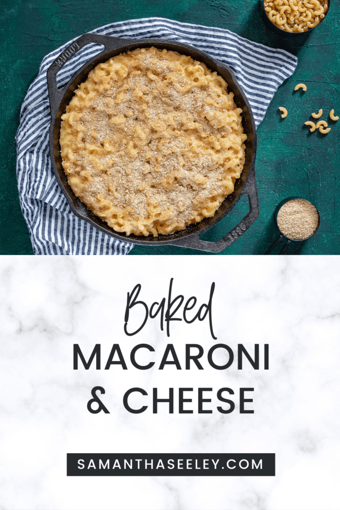 macaroni and cheese in cast iron skillet