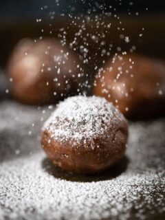 peanut butter truffles with powdered sugar