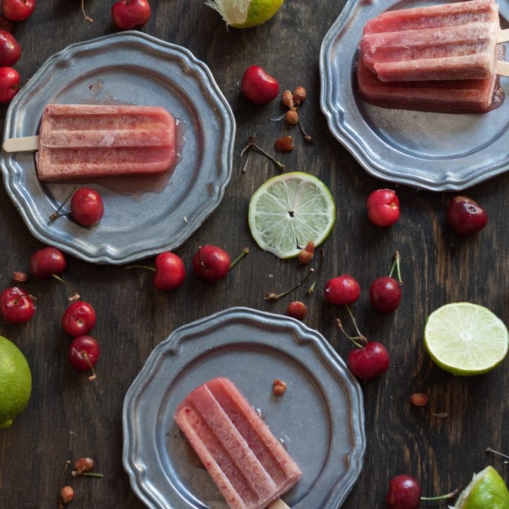 Cherry Lime Popsicles