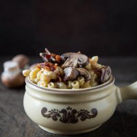 Stove-Top Bacon Mushroom Crème Fraîche Macaroni + Cheese